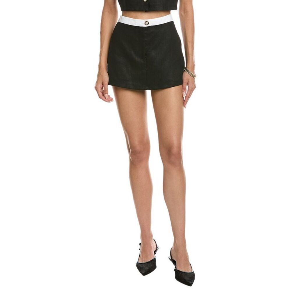 Reveriee Womens  Linen Skort, Black